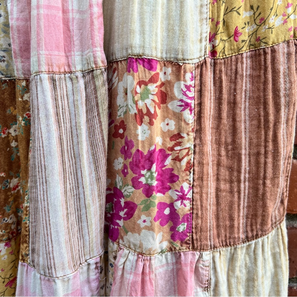 Young Threads Boho Patchwork Ruffled Denim Prairie Skirt - Picture 3 of 8